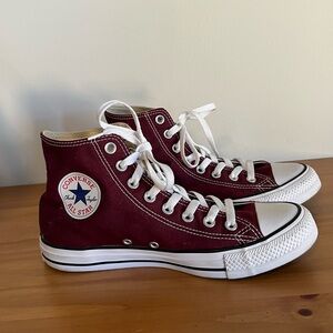 Converse Adult Size 9 Burgundy High-Top Sneakers. Worn Once for a Wedding